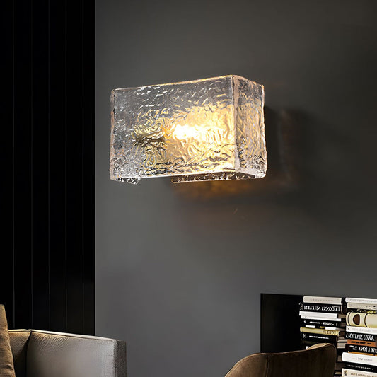 Elegant Rectangular Ripple Glass Bedside Wall Lamp - Modern Brass Fixture - Lighting > Wall Lights > Wall sconces - DINIBLO 