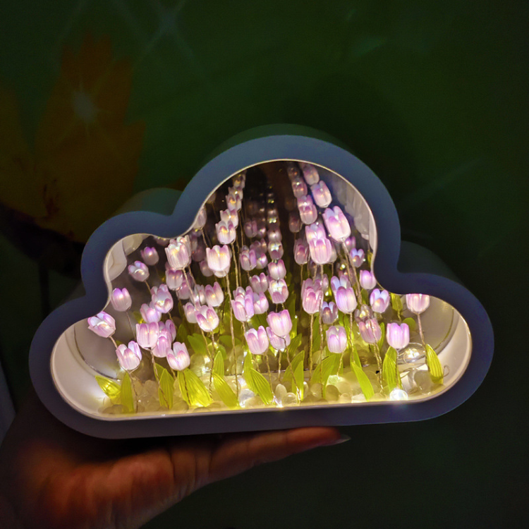 Cloud Tulip Night Light DIY Mirror - Night Lights & Ambient Lighting - DINIBLO 