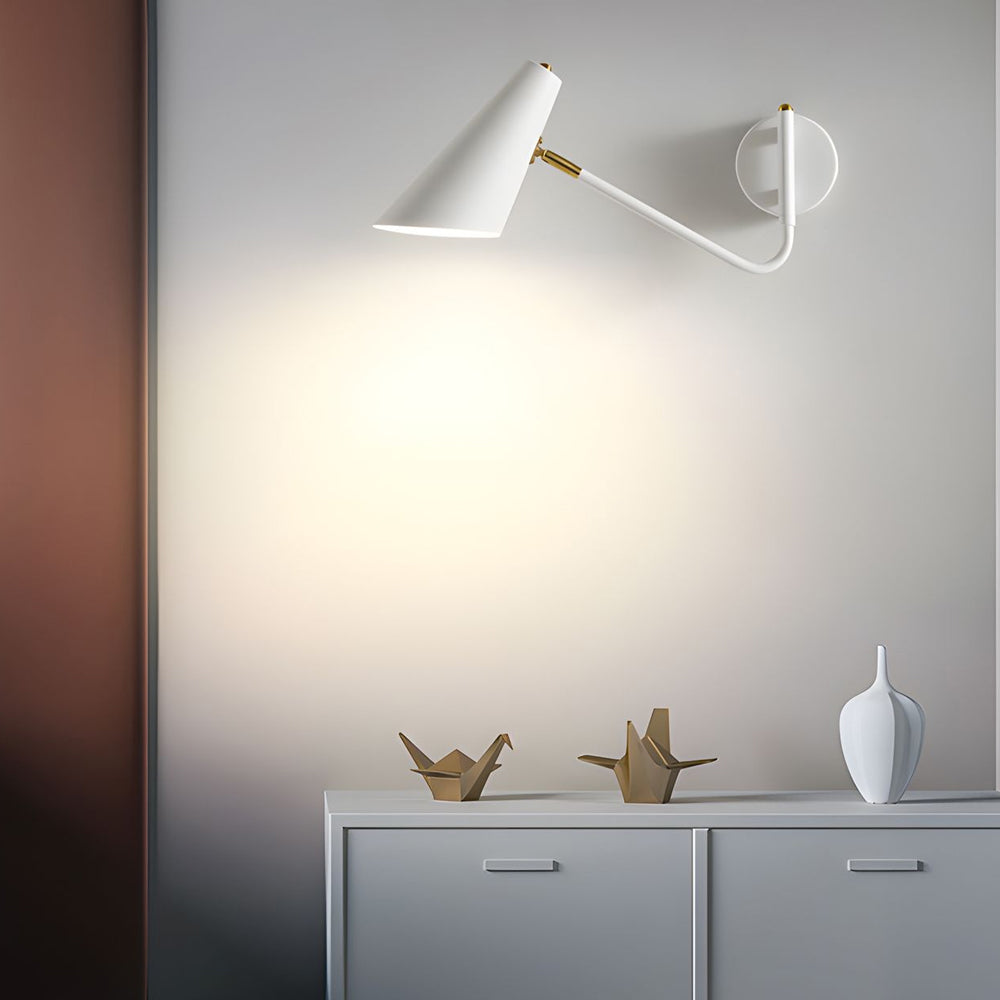 Modern Hoxton Hanging Wall Sconce with Conical Shade - 1-Light - Lighting > Wall Lights > Swing Arm Wall Sconces - DINIBLO 