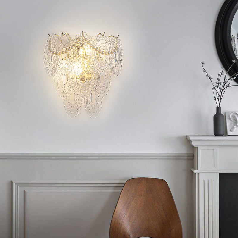 Glass Leaves Feathers Luxury Three Step Dimming French Style Wall Lamp - Lighting > Wall Lights > Wall sconces - DINIBLO 