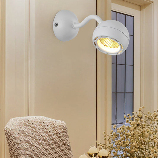 Round Adjustable Iron LED Minimalist Modern Bedside Reading Wall Lamp - Lighting > Wall Lights > Wall sconces - DINIBLO 