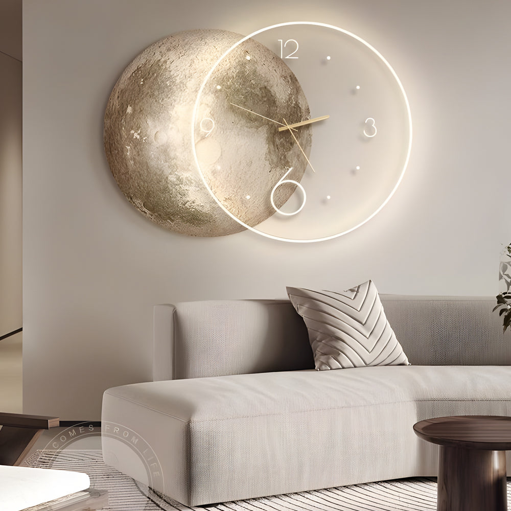 Moon Lunar Wall Clock USB Remote Control Power Bank LED Wall Painting Lamp - Lighting > Wall Lights > Wall sconces - DINIBLO 