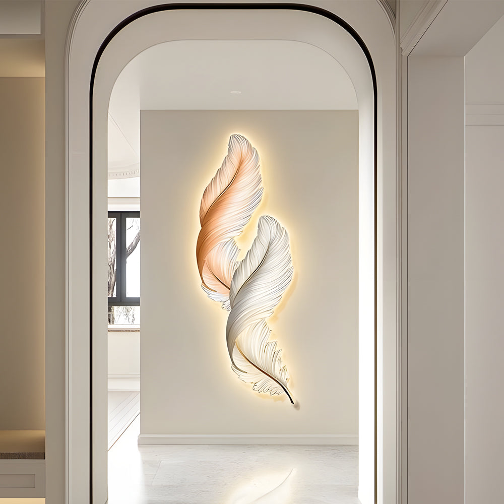 Feathers Creative Luxury Decorative Painting USB Remote LED Wall Lights - Lighting > Wall Lights > Wall sconces - DINIBLO 