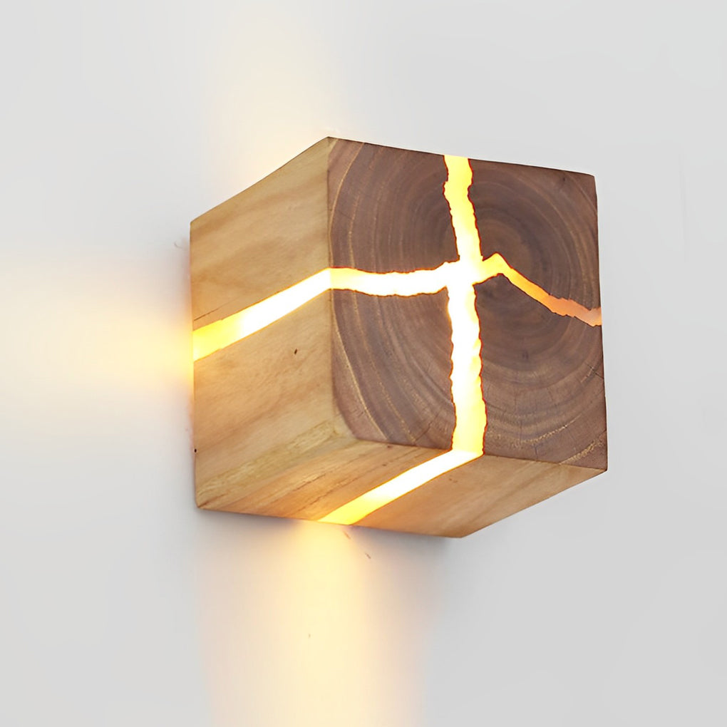 Cracked Wood Grain Design Creative Square Wall Lamp Wall Sconce Lighting - Lighting > Wall Lights > Wall sconces - DINIBLO 