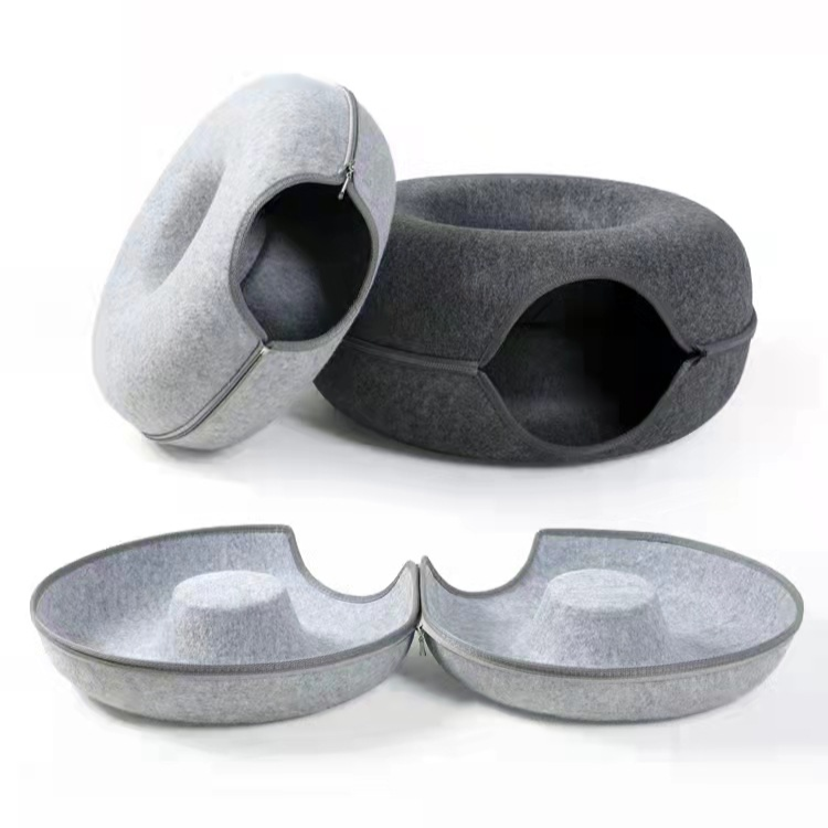 Felt Cat Donut Tunnel Bed - Cat Beds - DINIBLO 