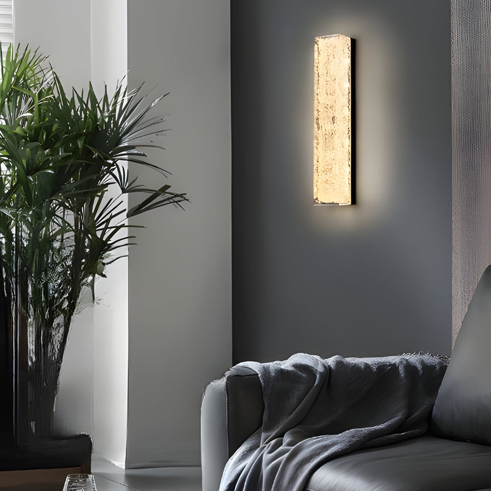 Modern Brass 1-Light LED Wall Sconces Rectangle Wall Light in Ice Resin - Lighting > Wall Lights > LED Wall Lights - DINIBLO 