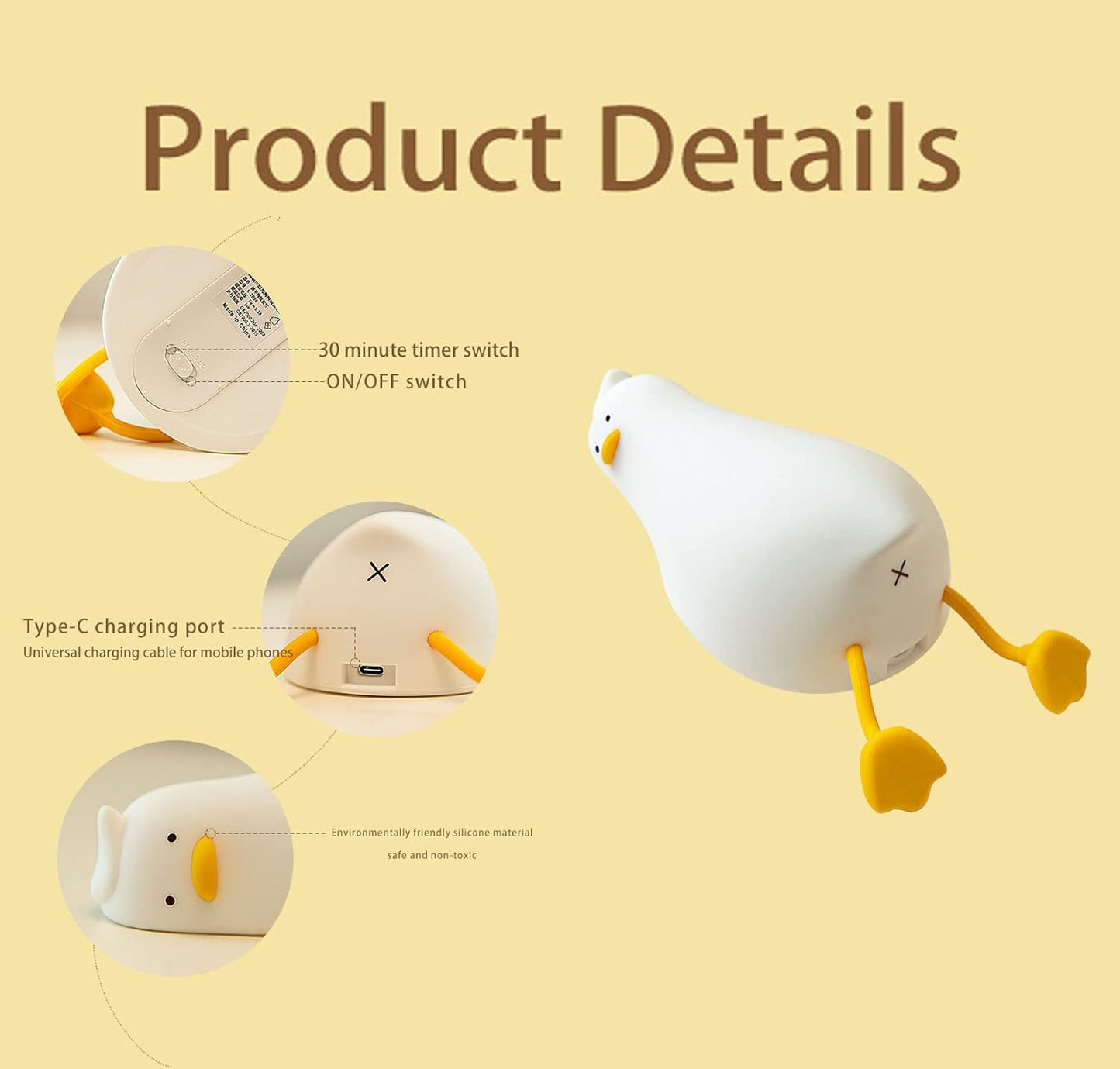 Lazy Lying Duck Night Light - Lamps - DINIBLO 