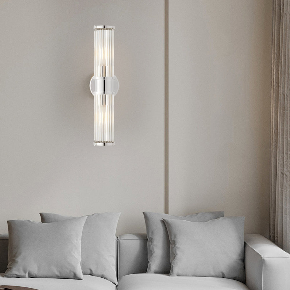 1/2-light Modern Chrome/Gold Wall Sconce with Cylinder Clear Glass Shade - Lighting > Wall Lights > Wall sconces - DINIBLO 