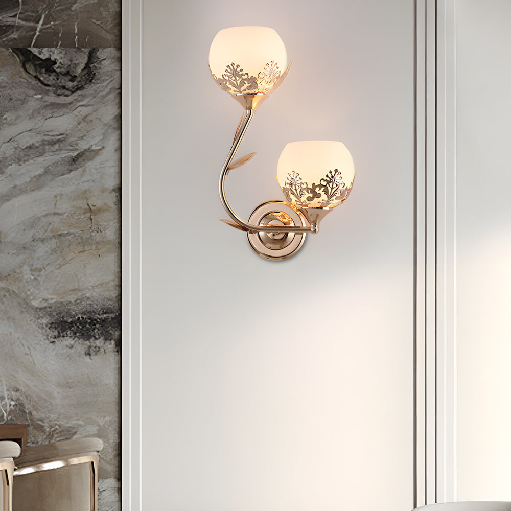 2-Light Glass Flower LED Simple European Style Wall Sconces Lighting - Lighting > Wall Lights > Wall sconces - DINIBLO 