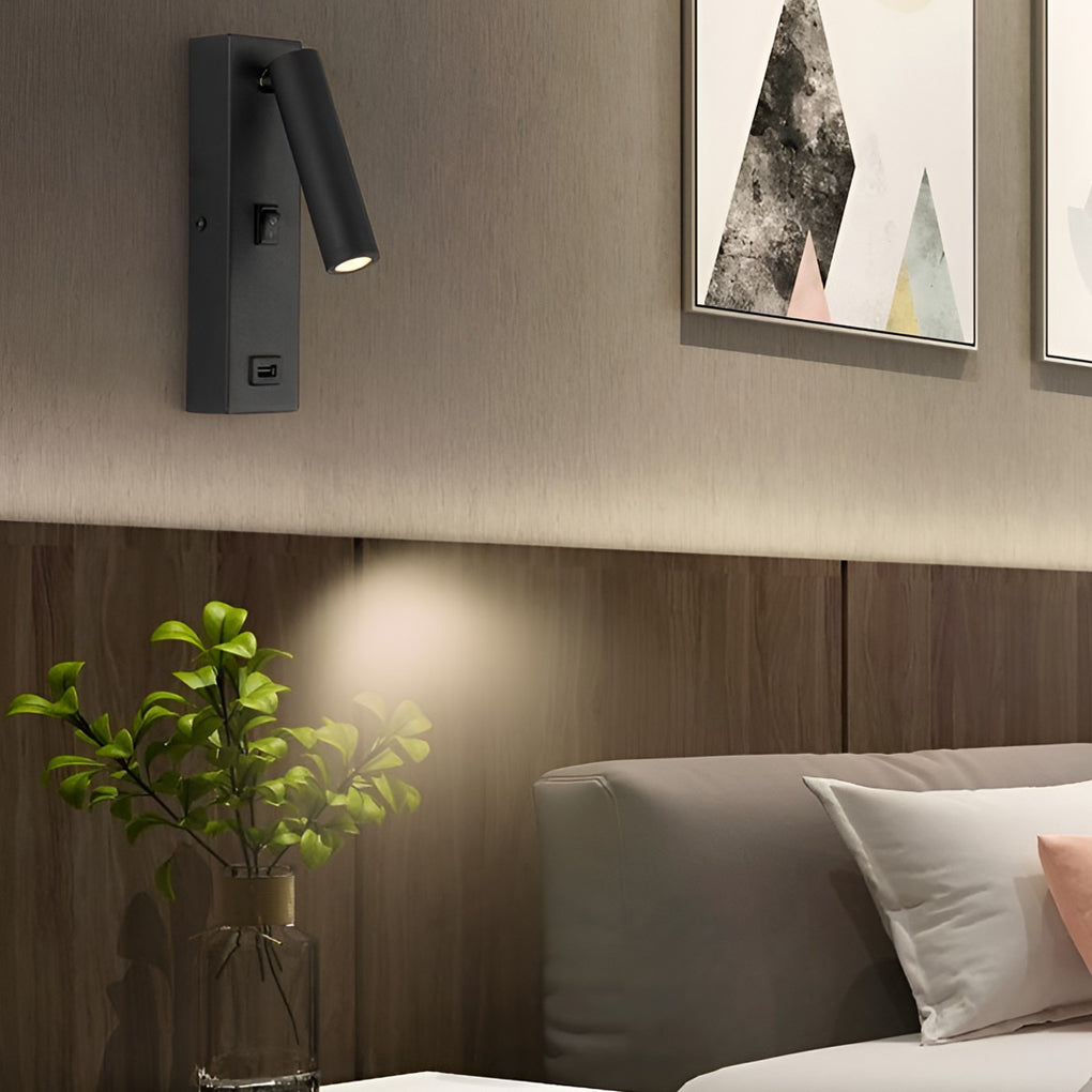 Rectangular Adjustable LED Modern Wall Lamp with Switch USB Charging Port - Lighting > Wall Lights > LED Wall Lights - DINIBLO 