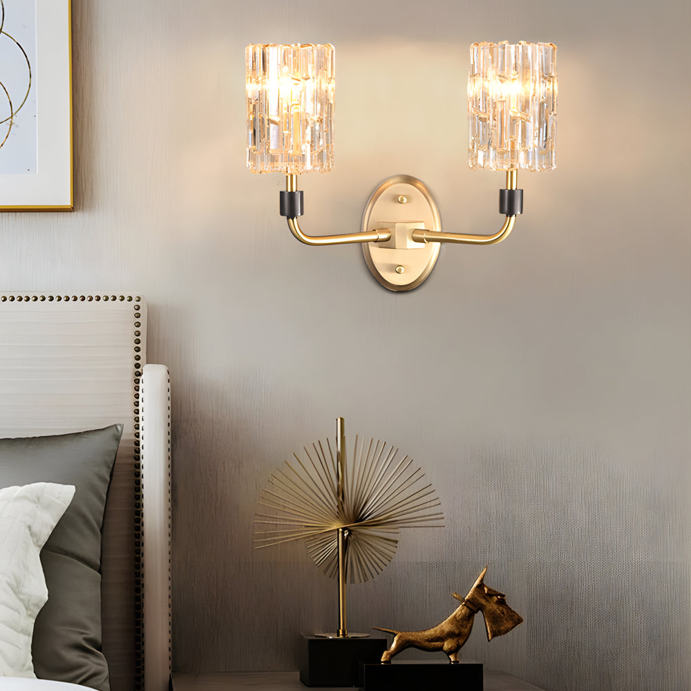 Luxury Copper Armed Crystal Wall Light Modern 1/2-Light Sconce - Lighting > Wall Lights > Wall sconces - DINIBLO 