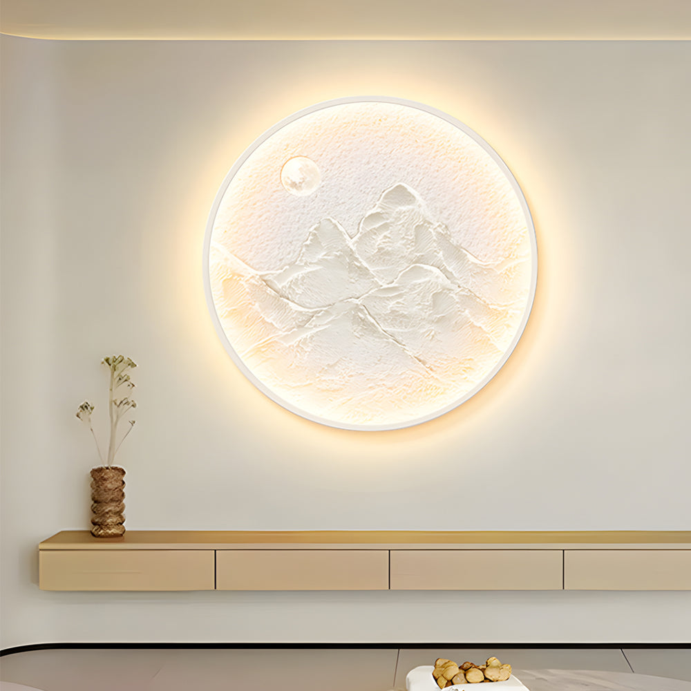 Nordic Moon Wall Sconce - Round Mountain Moon Decorative Painting Lamp - Lighting > Wall Lights > Wall sconces - DINIBLO 