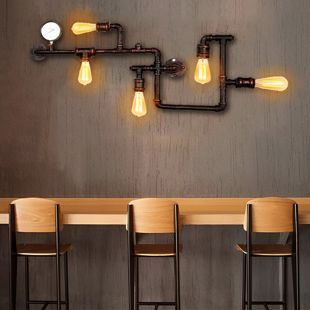 Vintage Iron Water Pipes Retro Creative Industrial Style Wall Light Fixture - Lighting > Wall Lights > Wall sconces - DINIBLO 