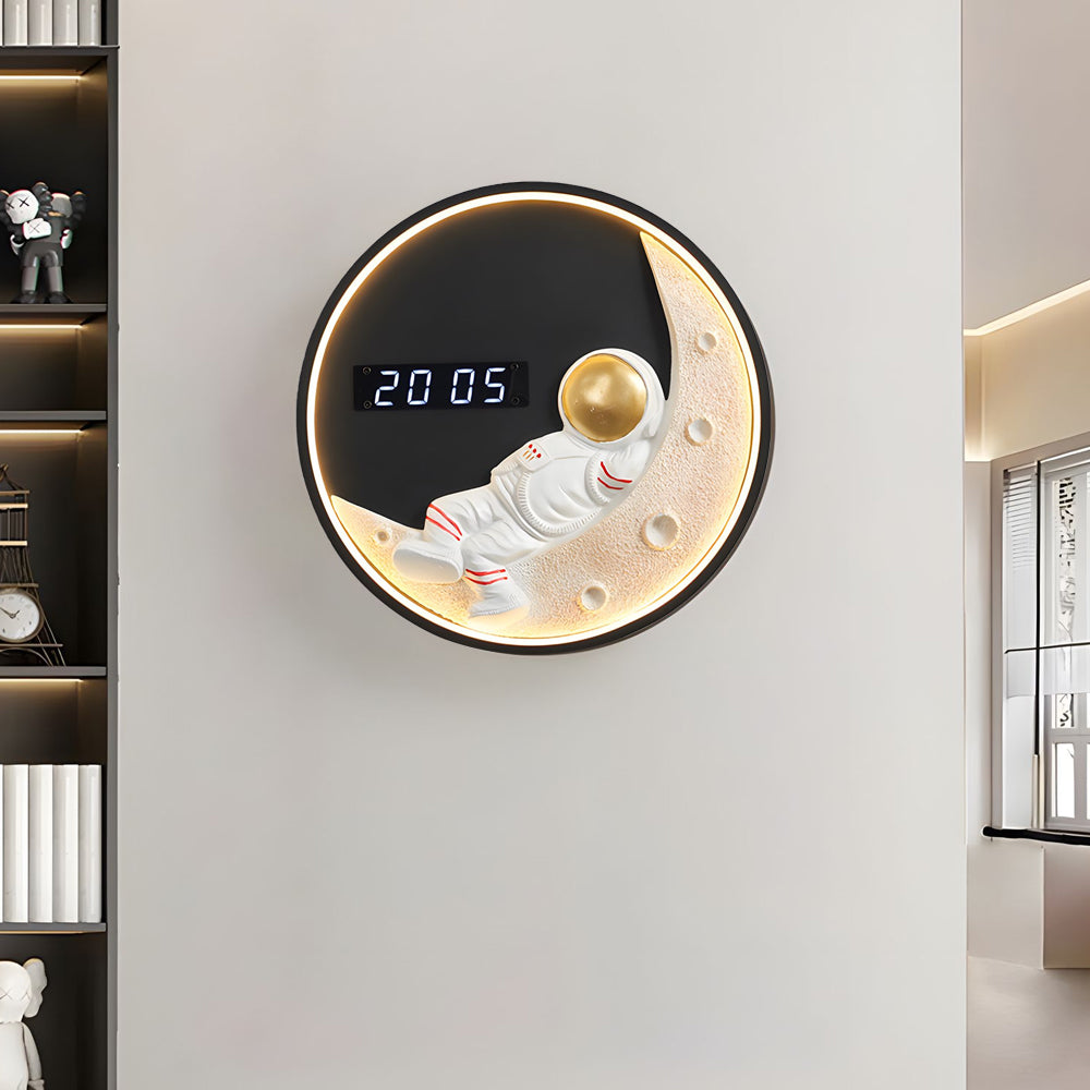 Moon LED Wall Light Wall Digital Clock Astronaut Decor 3 Color Wall Lamp - Lighting > Wall Lights > Wall sconces - DINIBLO 