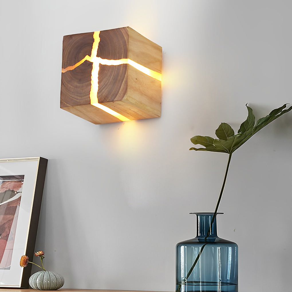 Cracked Wood Grain Design Creative Square Wall Lamp Wall Sconce Lighting - Lighting > Wall Lights > Wall sconces - DINIBLO 