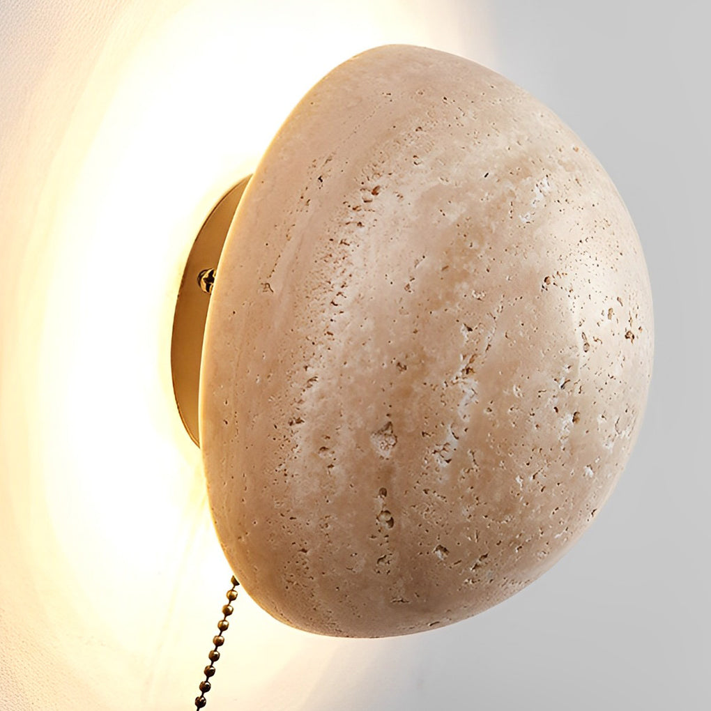 Round Natural Texture Stone Japanese Style Wall Lamp with Pull Switch - Lighting > Wall Lights > Wall sconces - DINIBLO 