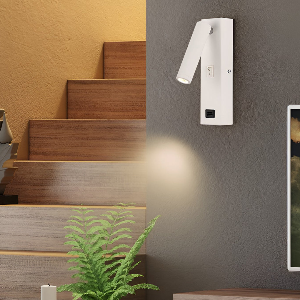 Rectangular Adjustable LED Modern Wall Lamp with Switch USB Charging Port - Lighting > Wall Lights > LED Wall Lights - DINIBLO 