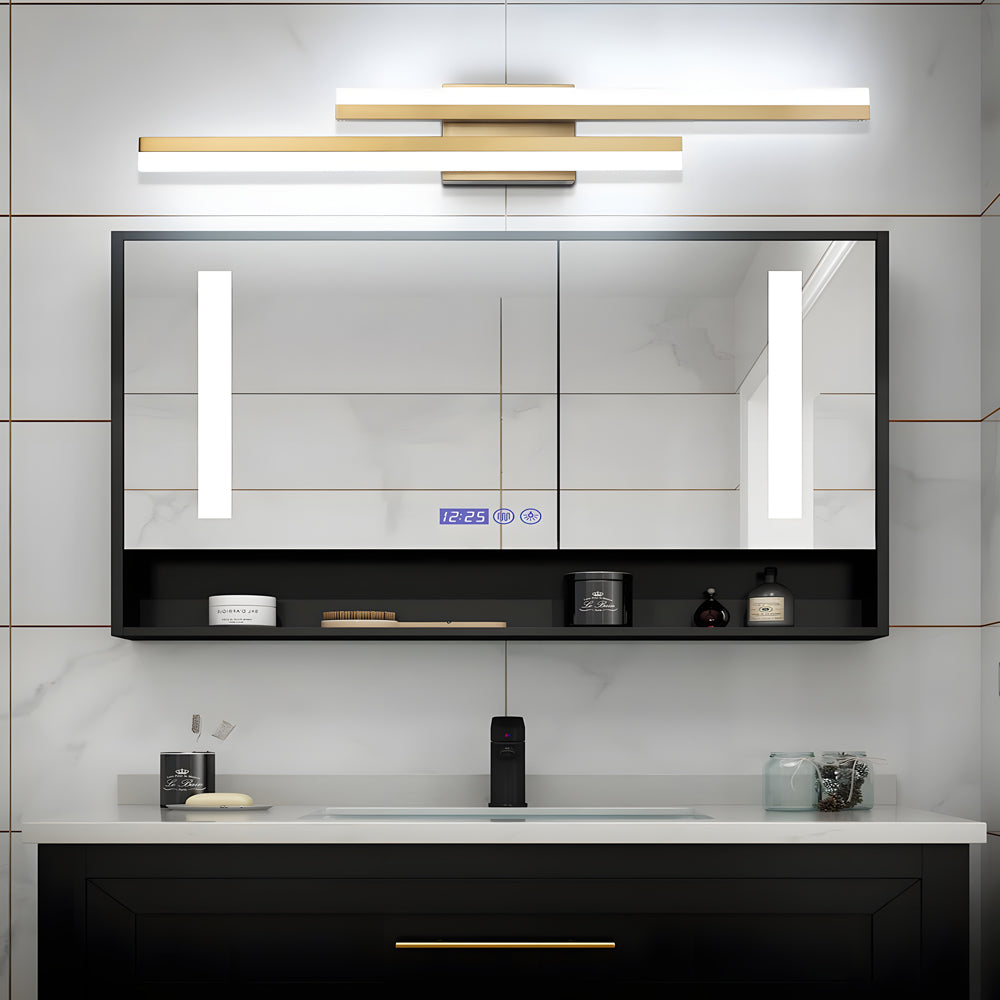 Modern 2-Light Linear LED Wall Lamp with 3-Step Dimming - Black/Gold Wall Sconce - Lighting > Wall Lights > Picture Lights - DINIBLO 