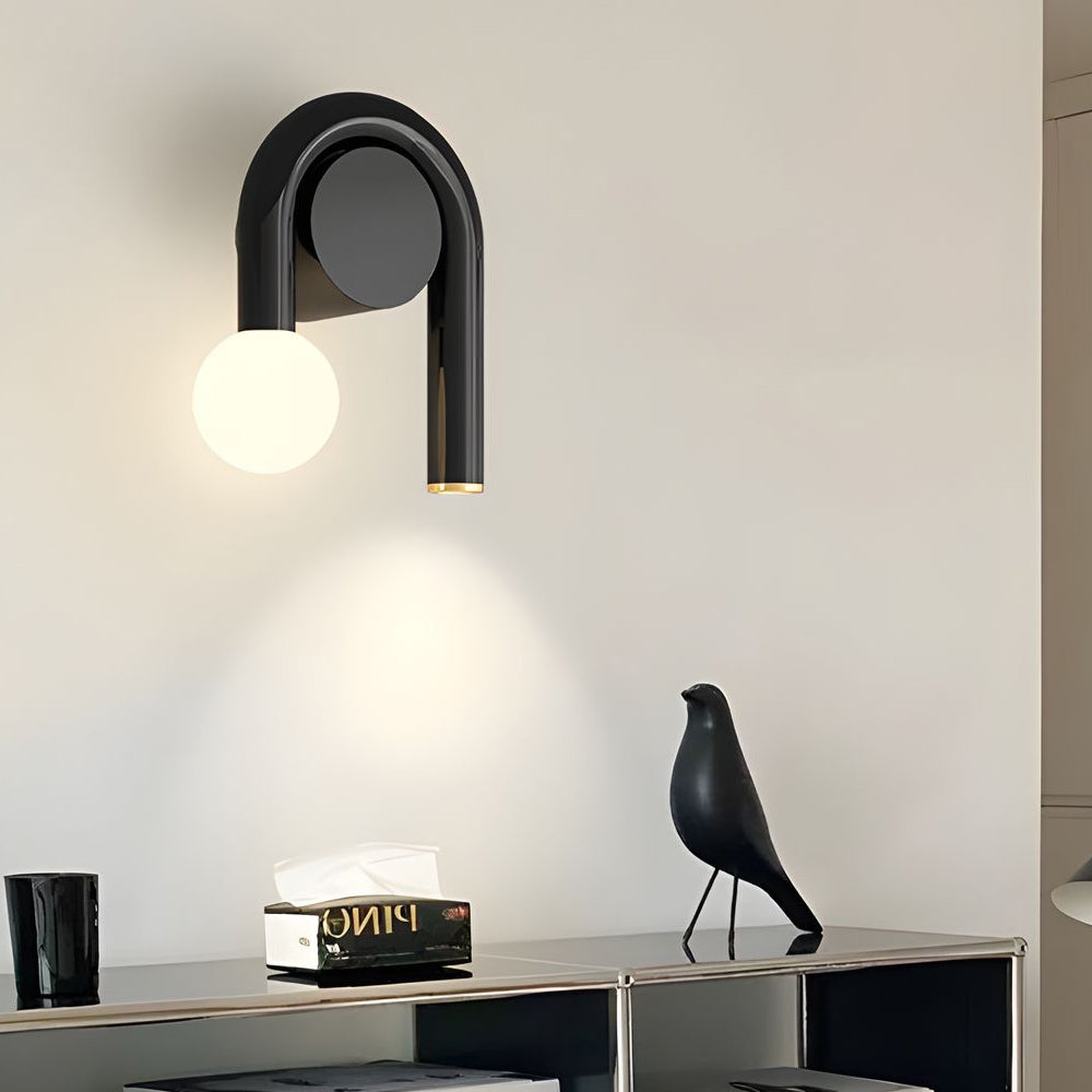 2-Light Arched Iron U-shaped Line Wall Sconce LED Matte Black Bathroom Vanity Lights - Lighting > Wall Lights > Wall sconces - DINIBLO 