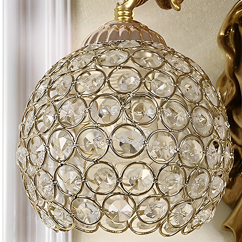 Resin Antique Angel Creative Glass Crystal European Style Wall Lamp - Lighting > Wall Lights > Wall sconces - DINIBLO 