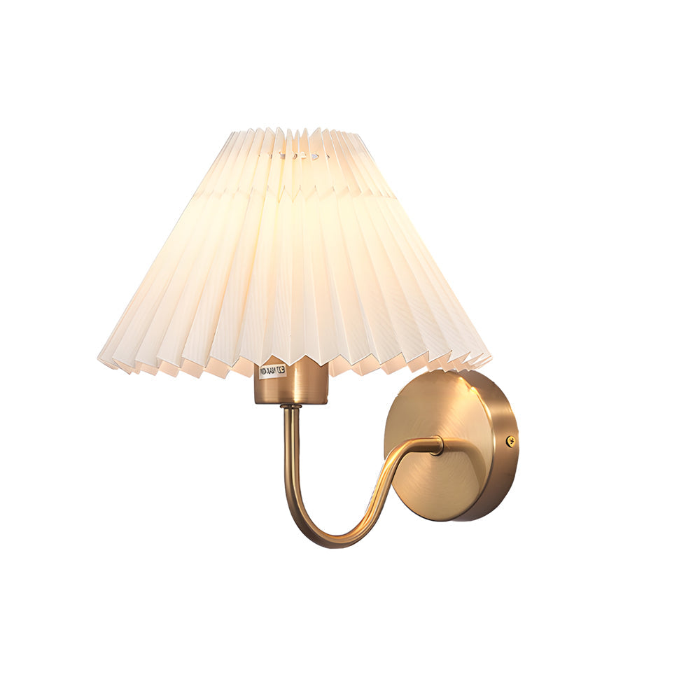 Vintage 1-Light Dimmable Metallic Armed Sconce with Pleated Fabric Shade - Lighting > Wall Lights > Wall sconces - DINIBLO 