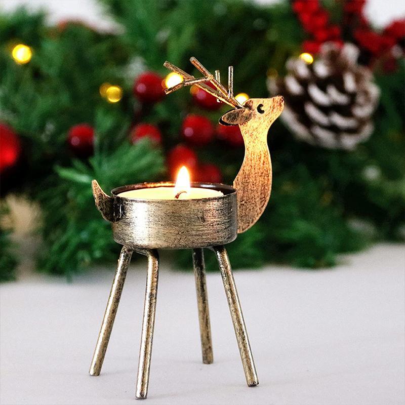 6-Piece Metal Reindeer Tea Light Candle Holder Set Christmas Table Decorations - Home Decor > Candle holders & Lanterns > Candles & Candle holders - DINIBLO 