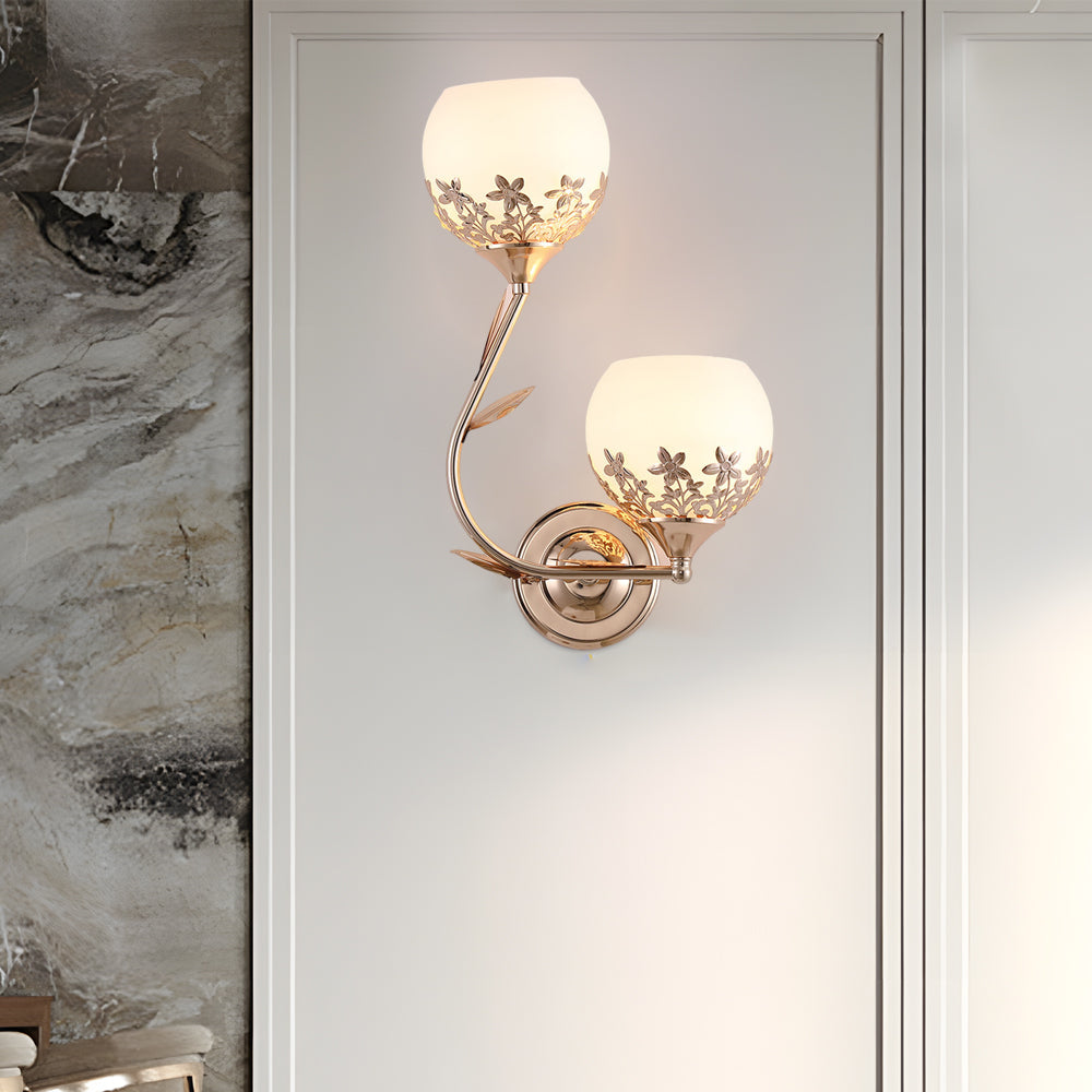 2-Light Glass Flower LED Simple European Style Wall Sconces Lighting - Lighting > Wall Lights > Wall sconces - DINIBLO 