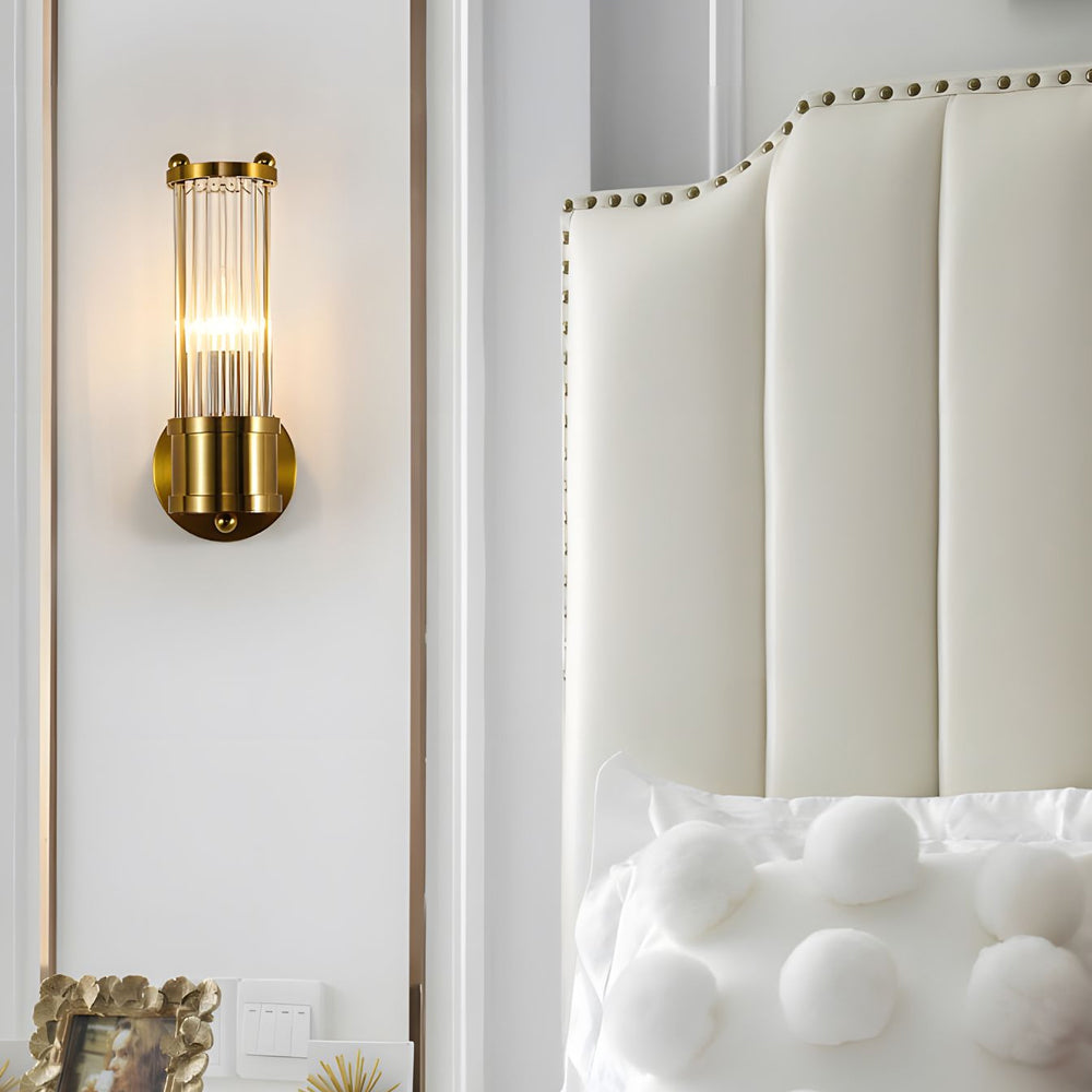 1/2-light Modern Chrome/Gold Wall Sconce with Cylinder Clear Glass Shade - Lighting > Wall Lights > Wall sconces - DINIBLO 