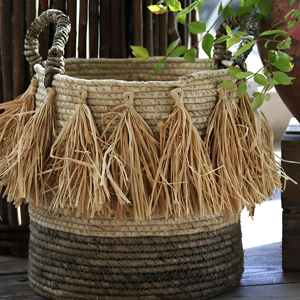 Decorative Storage Bins Wicker Woven Plant Pot - Organization > Storage Containers > Storage Baskets & Bins & Boxes - DINIBLO 