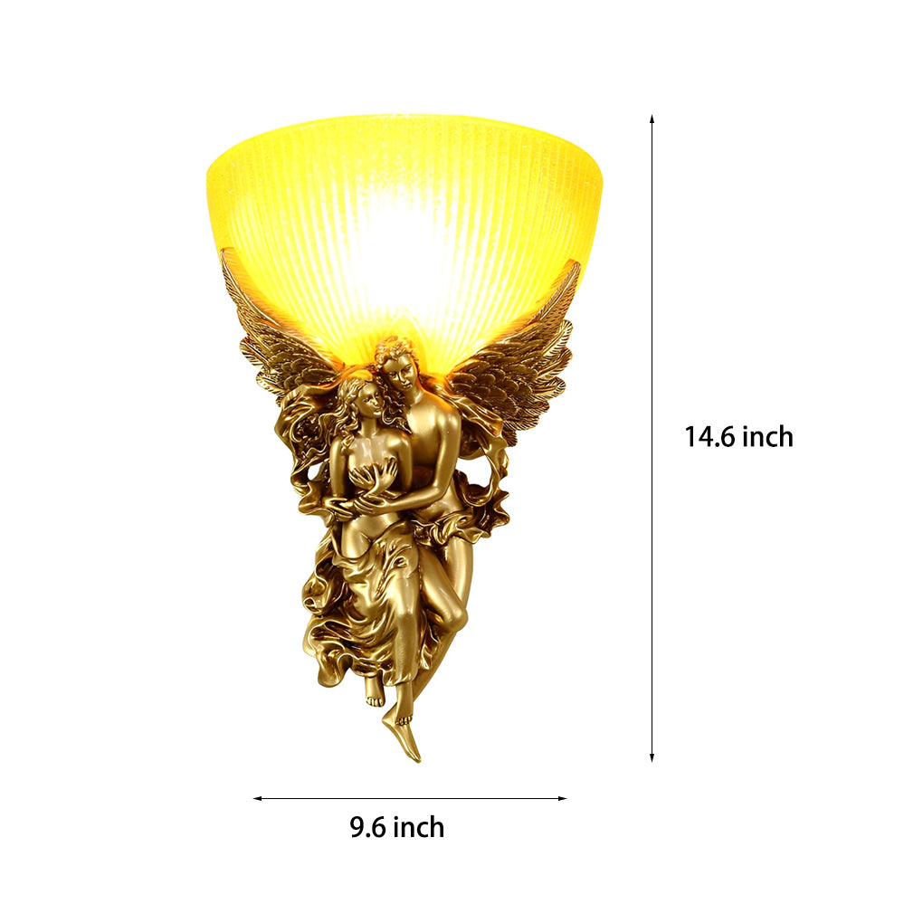 Retro Resin 3D Shy Angel Art Sculpture Glass European Style Wall Lamp - Lighting > Wall Lights > Wall sconces - DINIBLO 