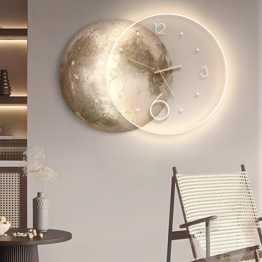 Moon Lunar Wall Clock USB Remote Control Power Bank LED Wall Painting Lamp - Lighting > Wall Lights > Wall sconces - DINIBLO 