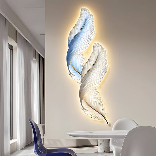 Feathers Creative Luxury Decorative Painting USB Remote LED Wall Lights - Lighting > Wall Lights > Wall sconces - DINIBLO 