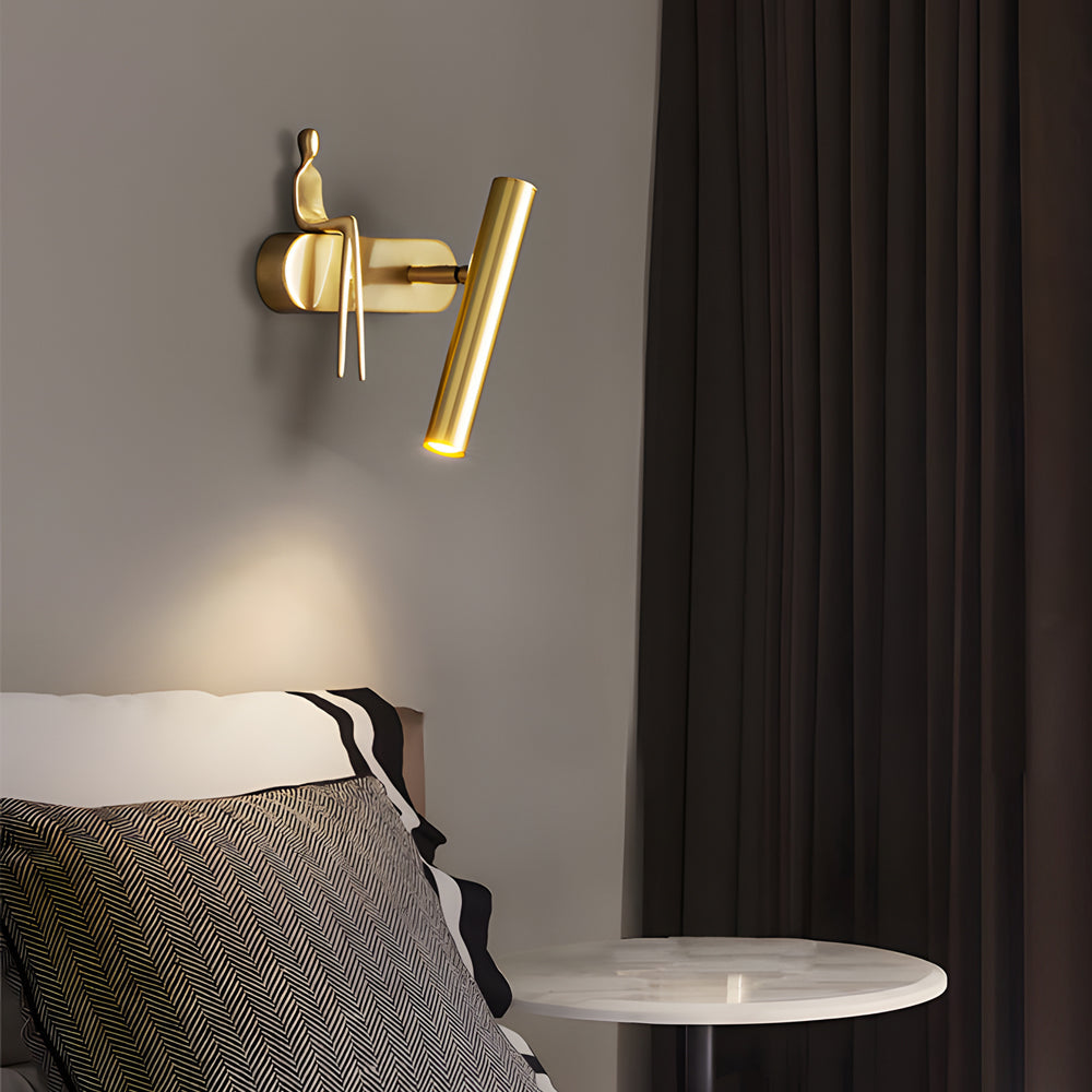 Brass Villain Wall Lamp - 1-Light Slender Adjustable LED Wall Spotlight - Lighting > Wall Lights > Wall sconces - DINIBLO 