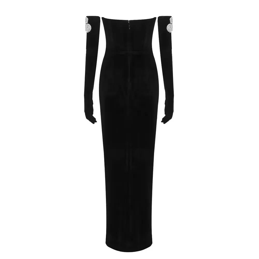 Black Velvet Maxi Dress - Dresses - DINIBLO 