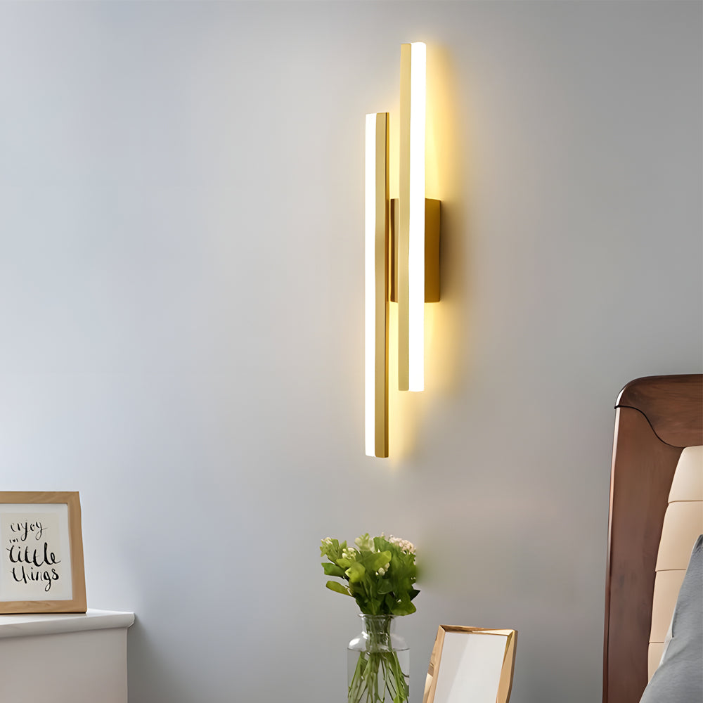 Modern 2-Light Linear LED Wall Lamp with 3-Step Dimming - Black/Gold Wall Sconce - Lighting > Wall Lights > Picture Lights - DINIBLO 