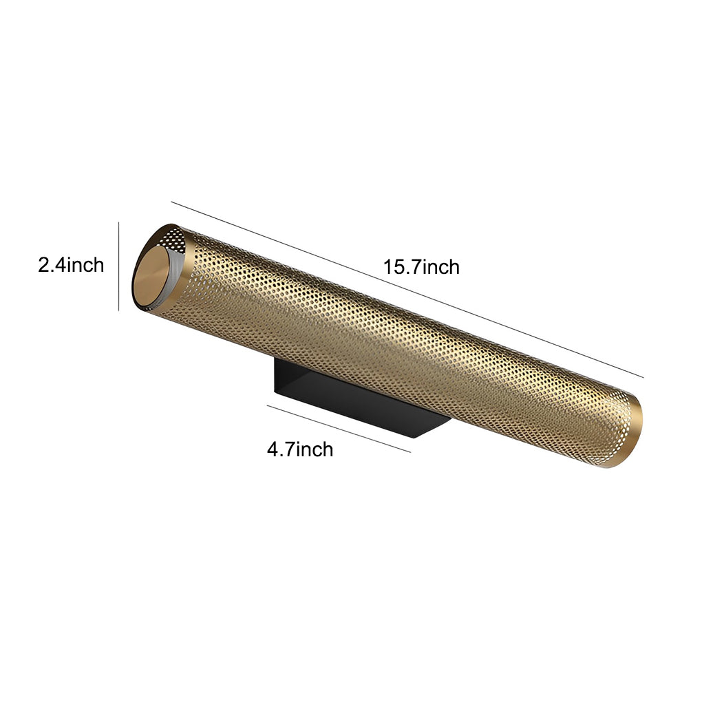 15.7-In Metallic Long Cylindrical Vanity Sconce Lighting Wall Lamp - Lighting > Wall Lights > Bathroom Vanity Lighting - DINIBLO 