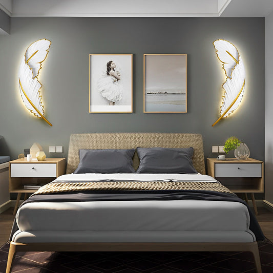 Creative Resin Feathers 3D Decor LED Dimmable White Wall Sconces Light - Lighting > Wall Lights > Wall sconces - DINIBLO 