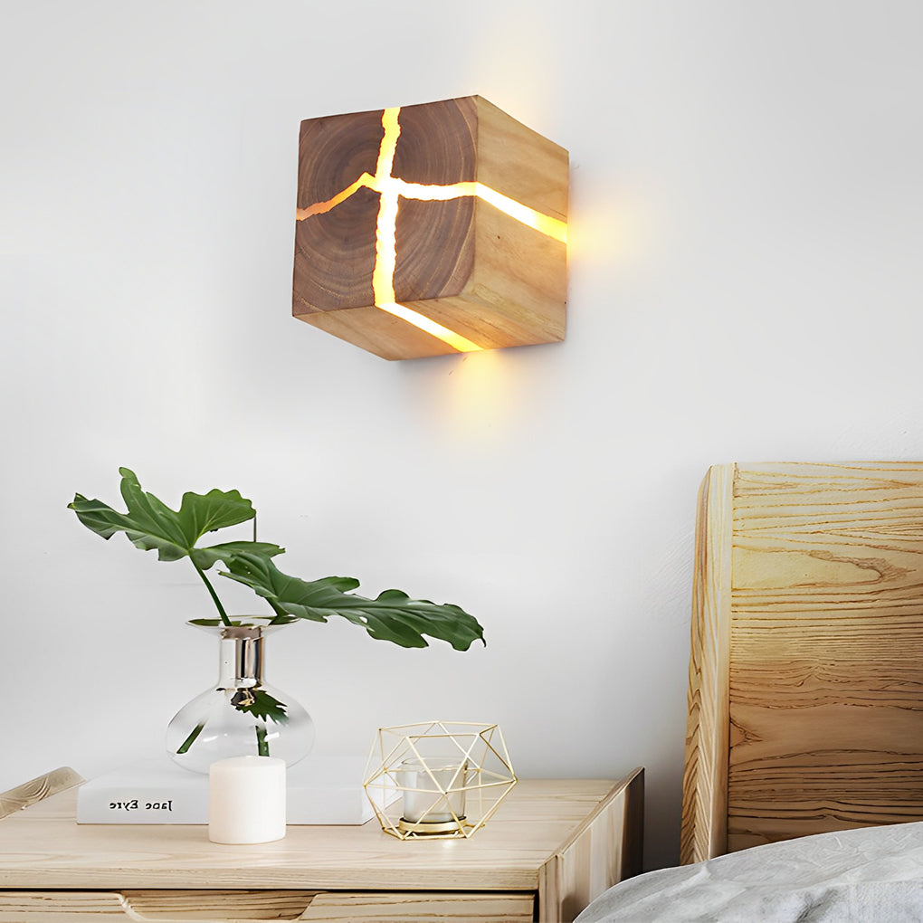 Cracked Wood Grain Design Creative Square Wall Lamp Wall Sconce Lighting - Lighting > Wall Lights > Wall sconces - DINIBLO 