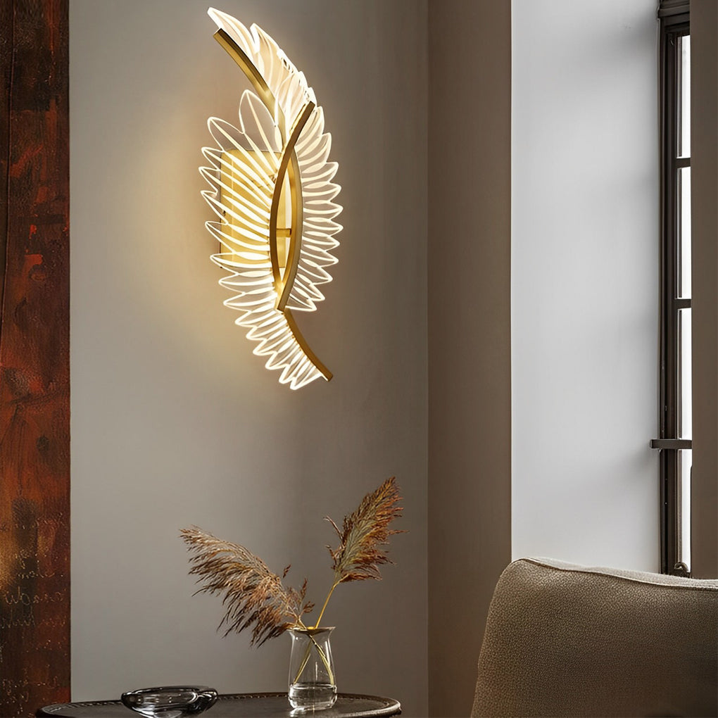 Acrylic Leaves Feathers LED Three Step Dimming Postmodern Wall Lamp - Lighting > Wall Lights > Wall sconces - DINIBLO 