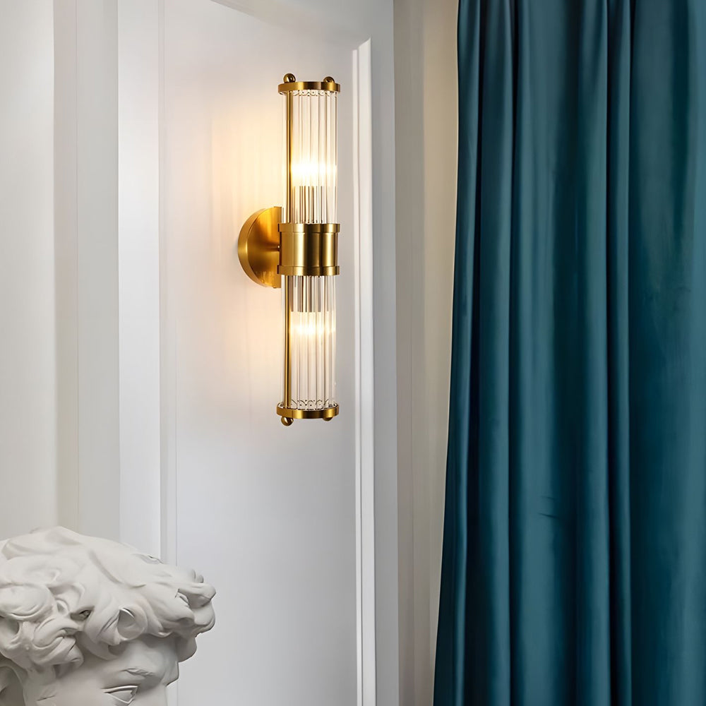 1/2-light Modern Chrome/Gold Wall Sconce with Cylinder Clear Glass Shade - Lighting > Wall Lights > Wall sconces - DINIBLO 