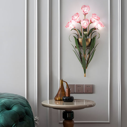 Bouquet Flowers Leaves White Light Pastoral American Style Wall Lamp - Lighting > Wall Lights > Wall sconces - DINIBLO 