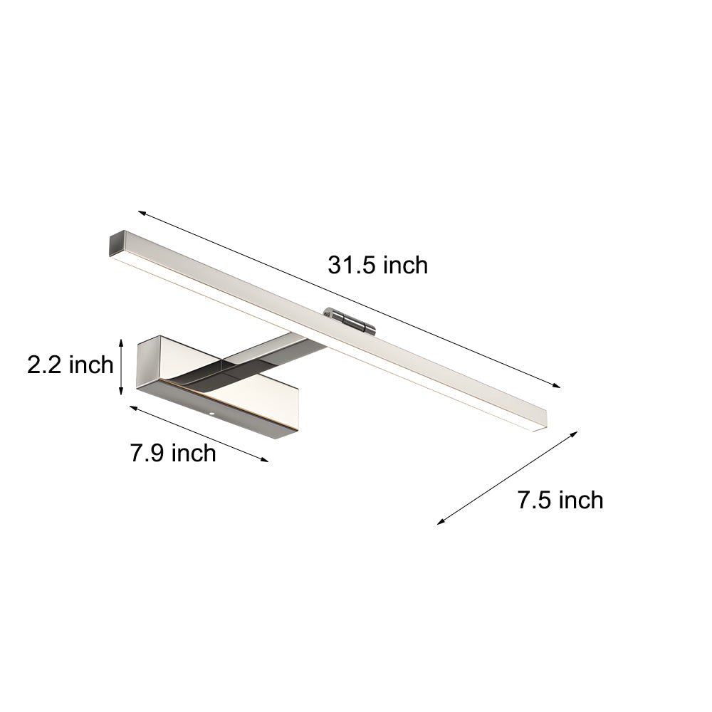 31'' Strip Stainless Steel 180° Adjustable Bathroom Vanity Lights - Lighting > Wall Lights > Bathroom Vanity Lighting - DINIBLO 