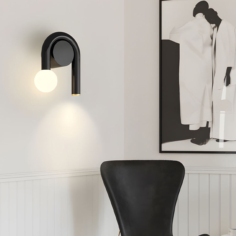 2-Light Arched Iron U-shaped Line Wall Sconce LED Matte Black Bathroom Vanity Lights - Lighting > Wall Lights > Wall sconces - DINIBLO 