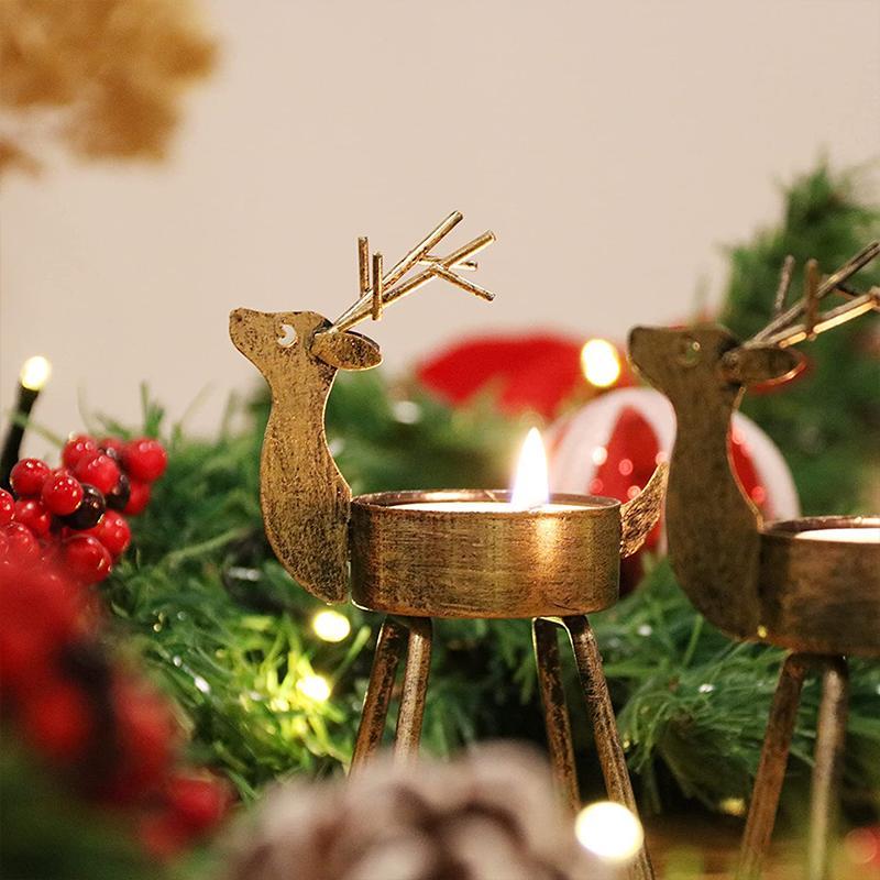 6-Piece Metal Reindeer Tea Light Candle Holder Set Christmas Table Decorations - Home Decor > Candle holders & Lanterns > Candles & Candle holders - DINIBLO 