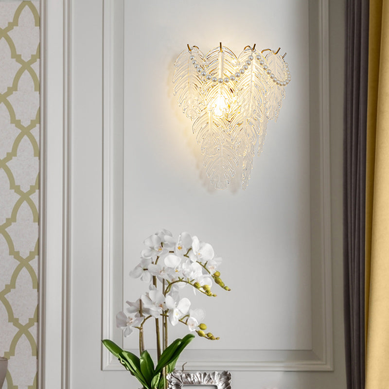 Glass Leaves Feathers Luxury Three Step Dimming French Style Wall Lamp - Lighting > Wall Lights > Wall sconces - DINIBLO 