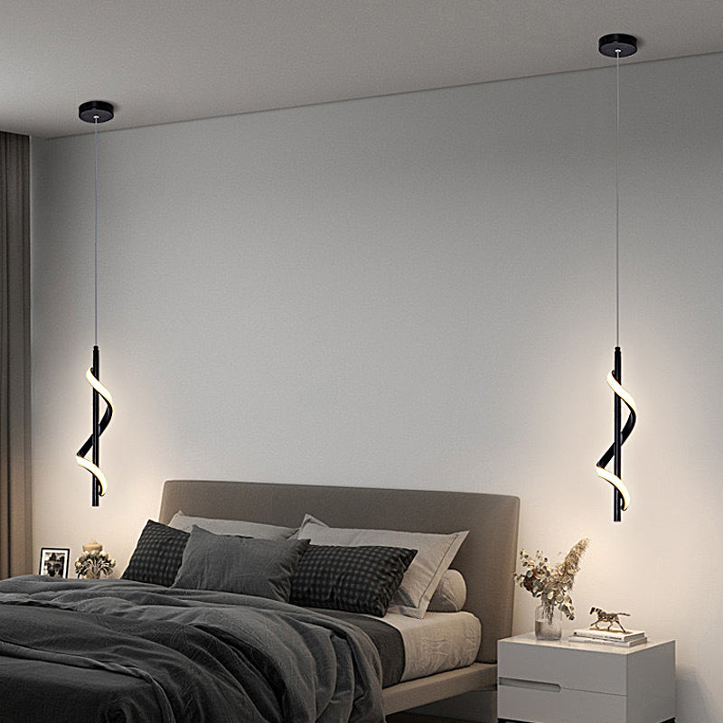 Spiral Strips Three Step Dimming LED Black Modern Wall Lamp Pendant Lights - Lighting > Ceiling lights > Pendant lighting - DINIBLO 