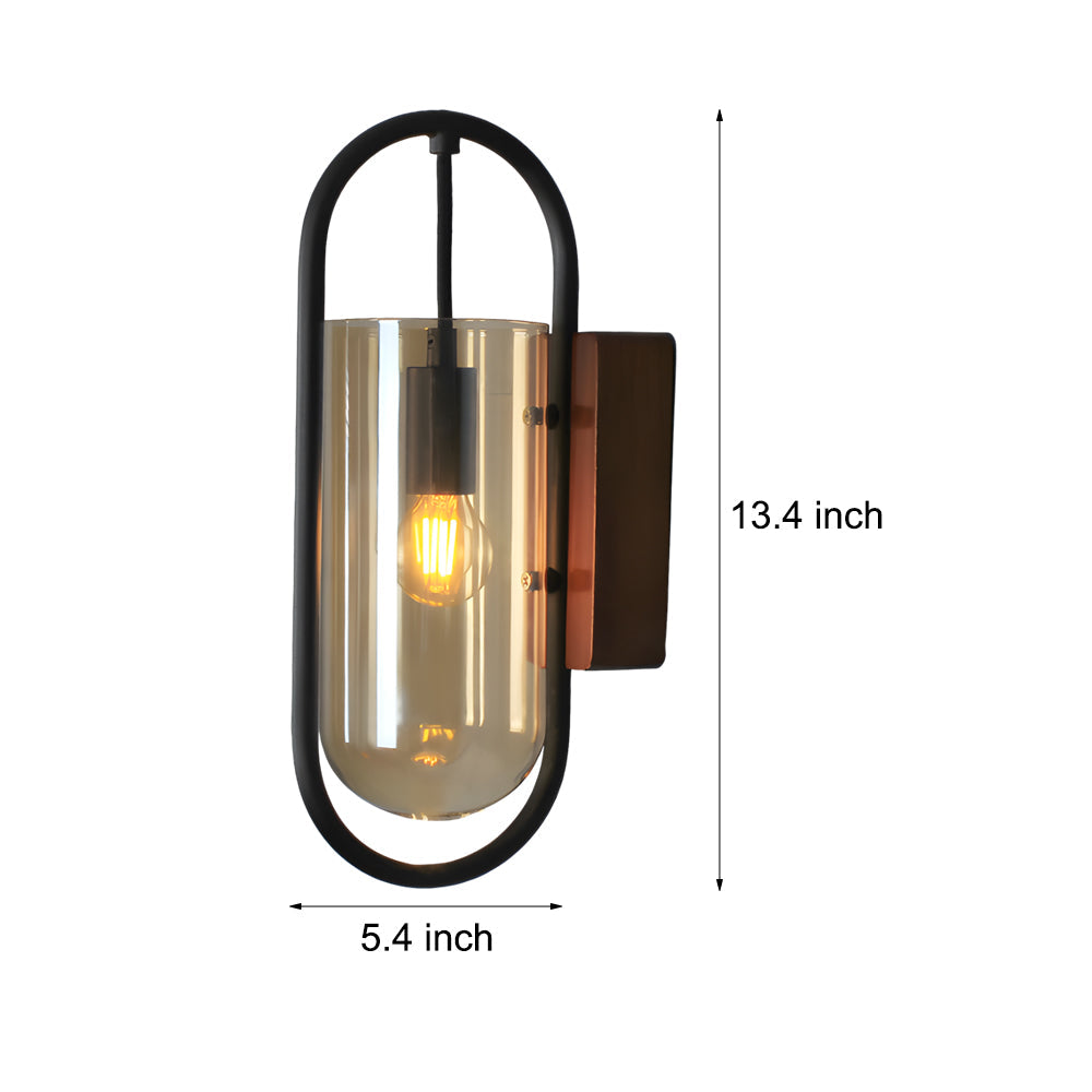 Retro Wood Base Iron Glass Shade LED 3 Step Dimming Nordic Wall Lights - Lighting > Wall Lights > Wall sconces - DINIBLO 