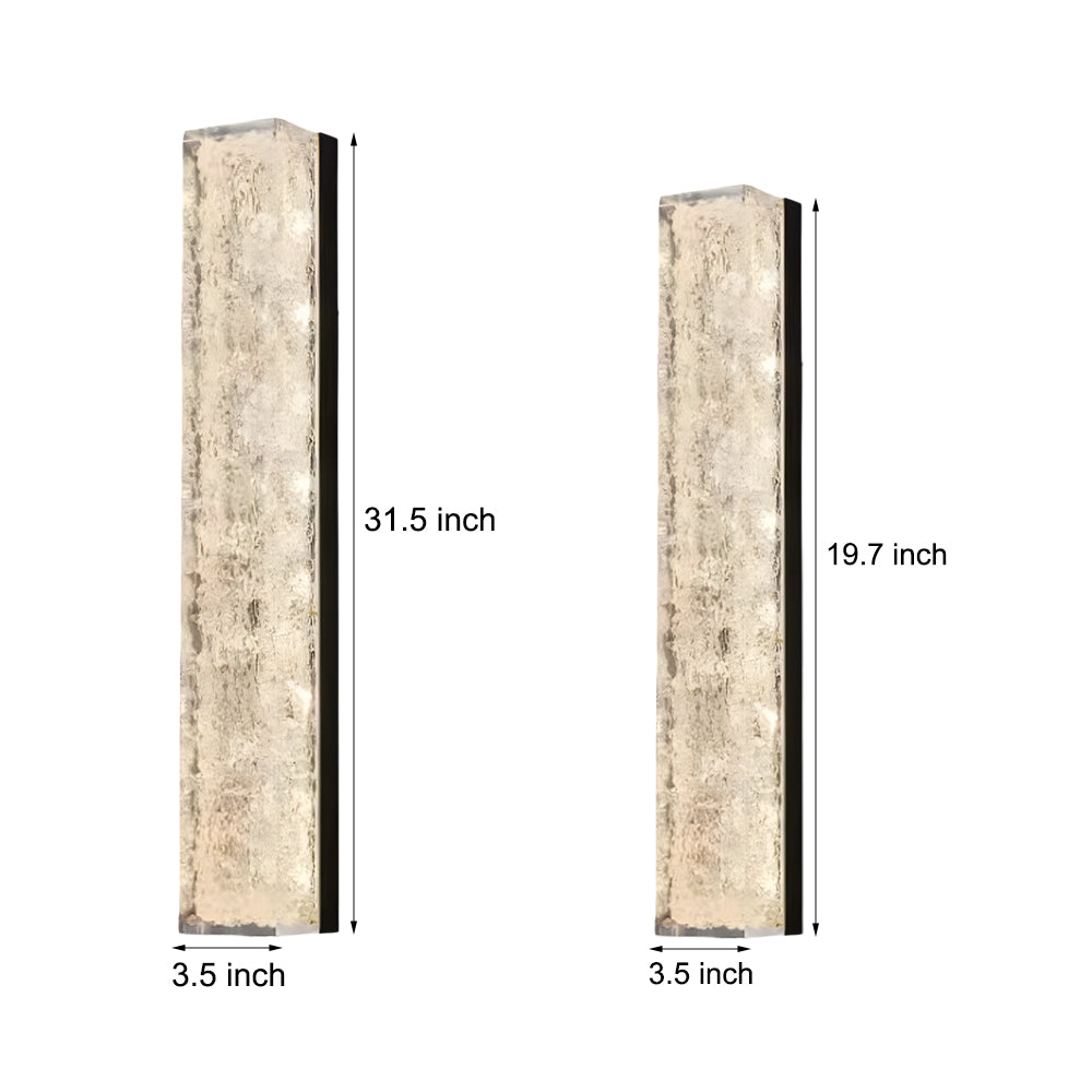 Modern Brass 1-Light LED Wall Sconces Rectangle Wall Light in Ice Resin - Lighting > Wall Lights > LED Wall Lights - DINIBLO 