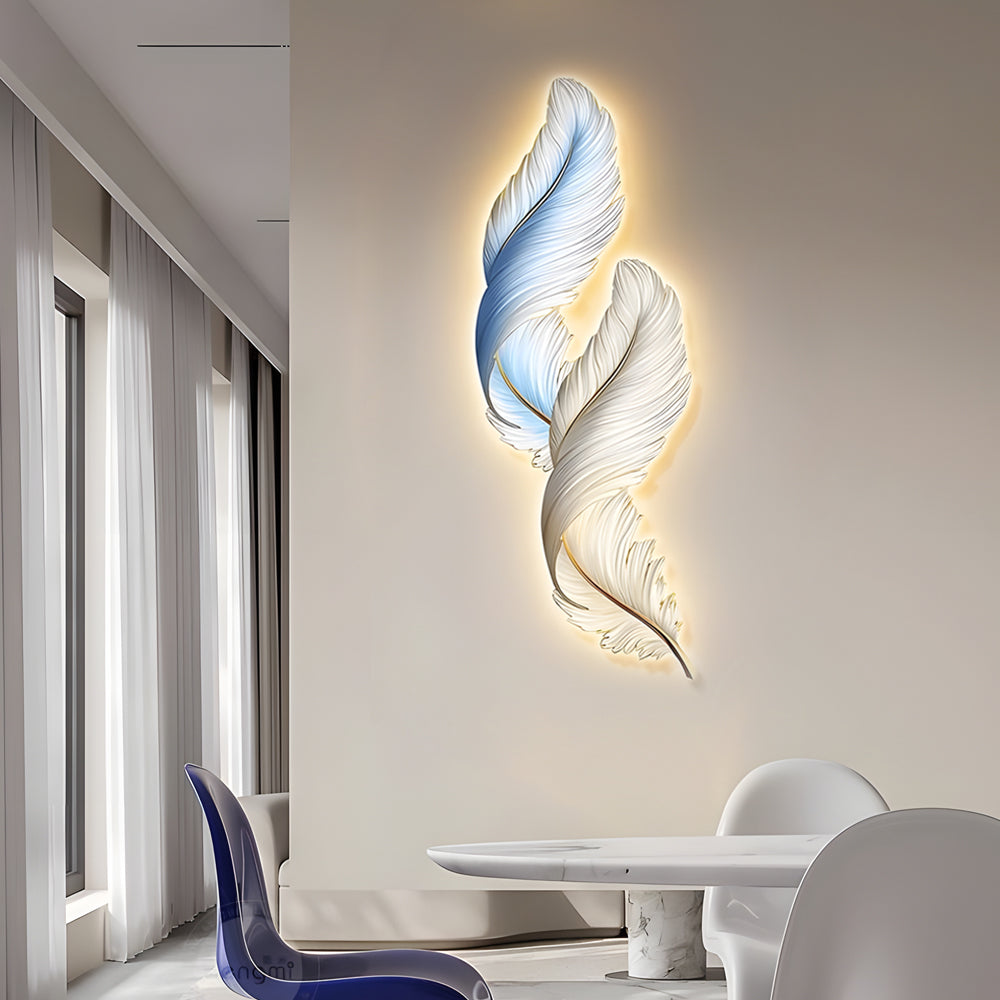 Feathers Creative Luxury Decorative Painting USB Remote LED Wall Lights - Lighting > Wall Lights > Wall sconces - DINIBLO 