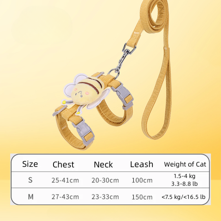 Cat Harness Leash Collar Set Adjustable Cartoon Bee - Pet Leashes - DINIBLO 